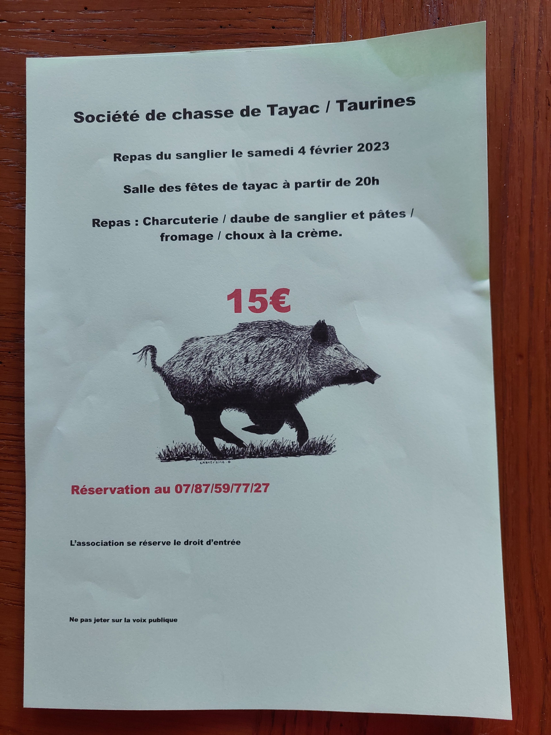 Lire la suite à propos de l’article LES CHASSEURS VOUS INVITENT LE 4 FEVRIER  à TAYAC