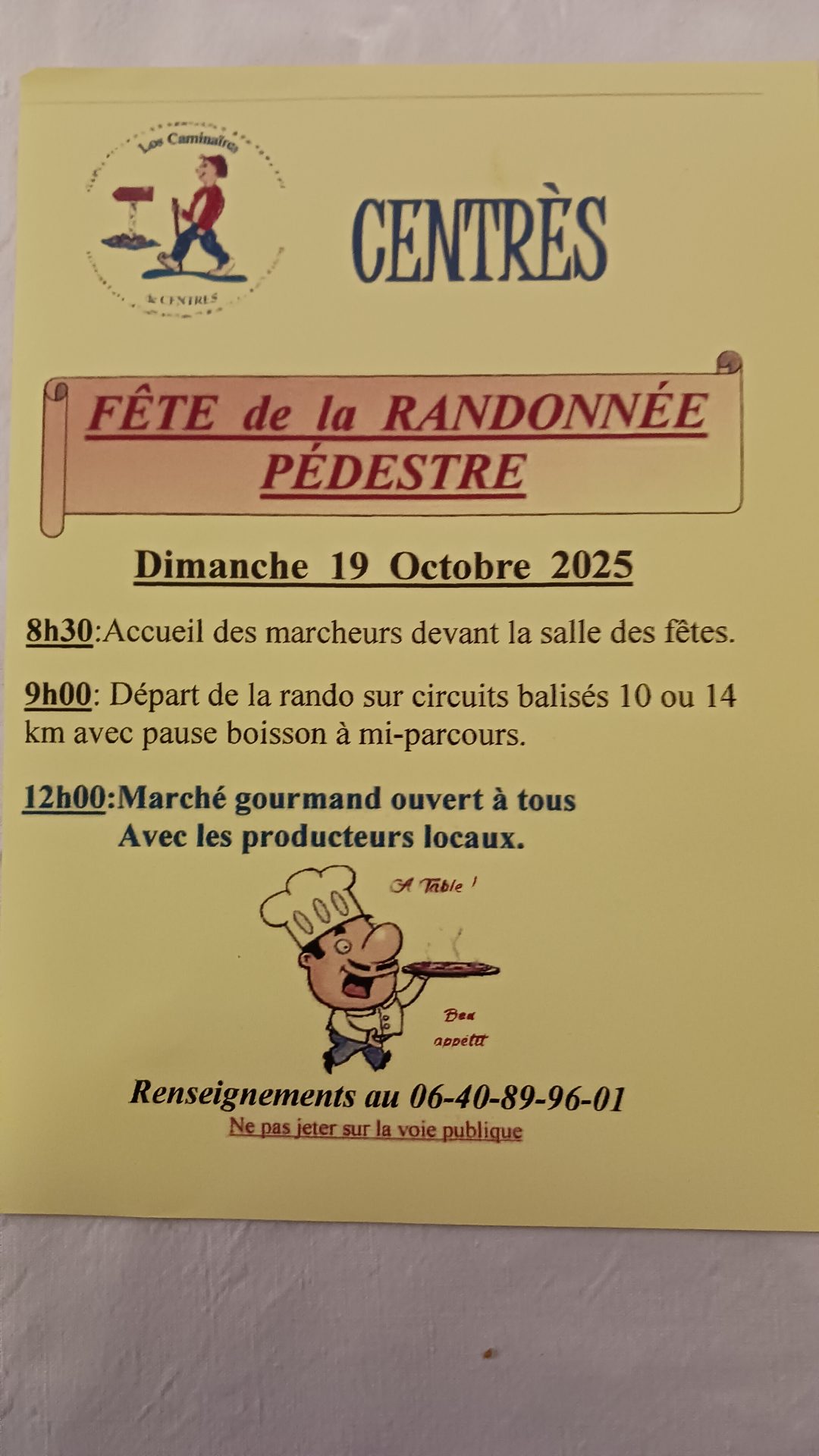 Lire la suite à propos de l’article CENTRES CELEBRE LA RANDONNEE PEDESTRE LE DIMANCHE 19 OCTOBRE