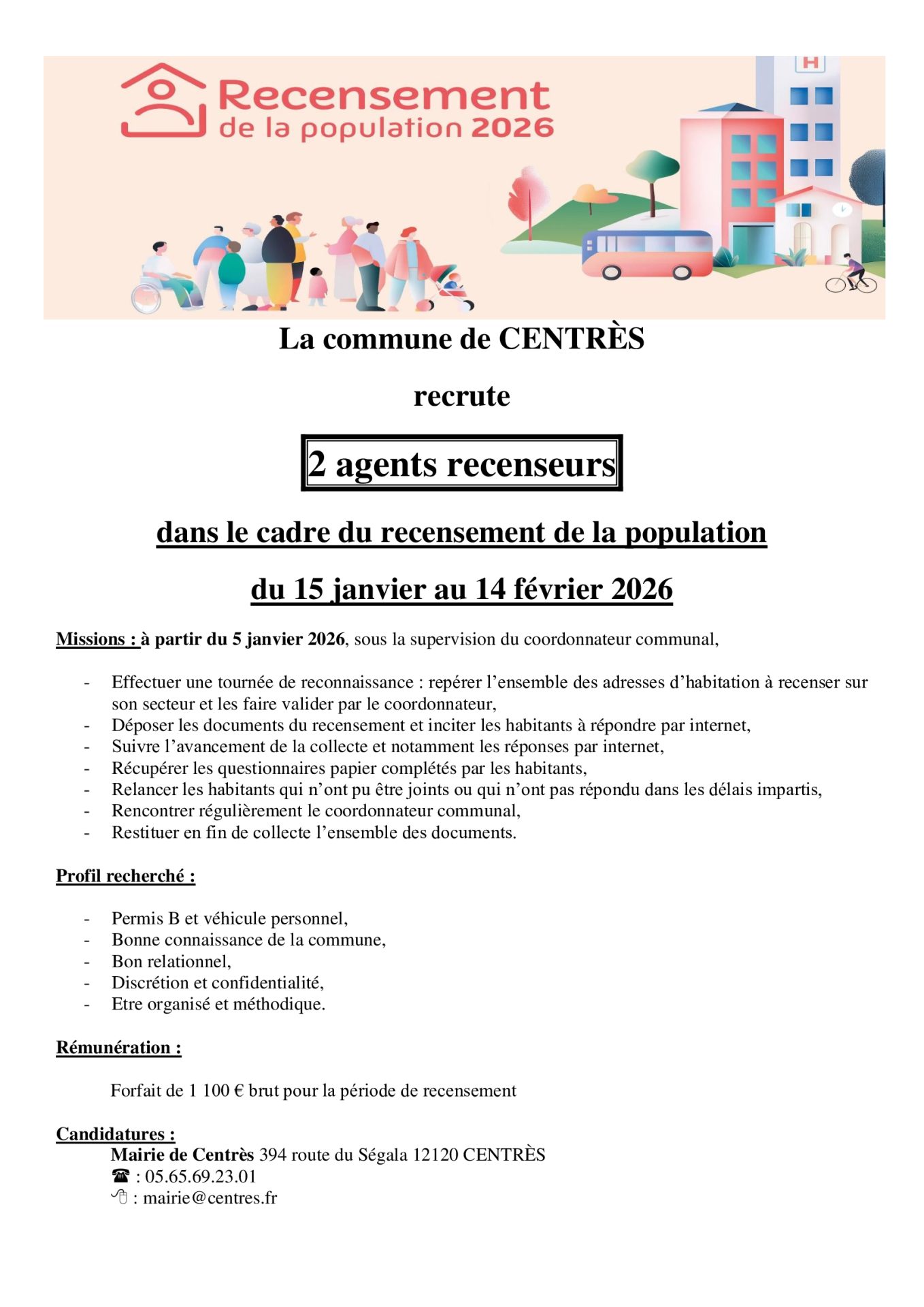 Lire la suite à propos de l’article Recensement 2026  : recrutement d’agents recenseurs